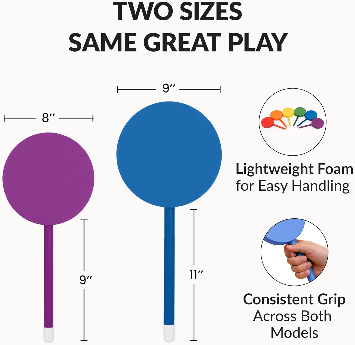 The Zone™ - Foam Paddles | Lightweight and Easy to Swing - Colorful Foam Paddles for Badmitton, Paddleball and Pickleball - Large Size