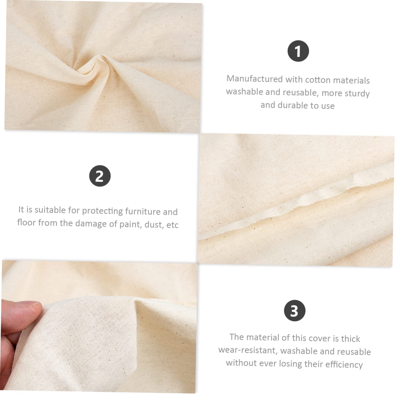 Coton Beige Toile à Peindre Lavable et Réutilisable pour Sol et Meubles