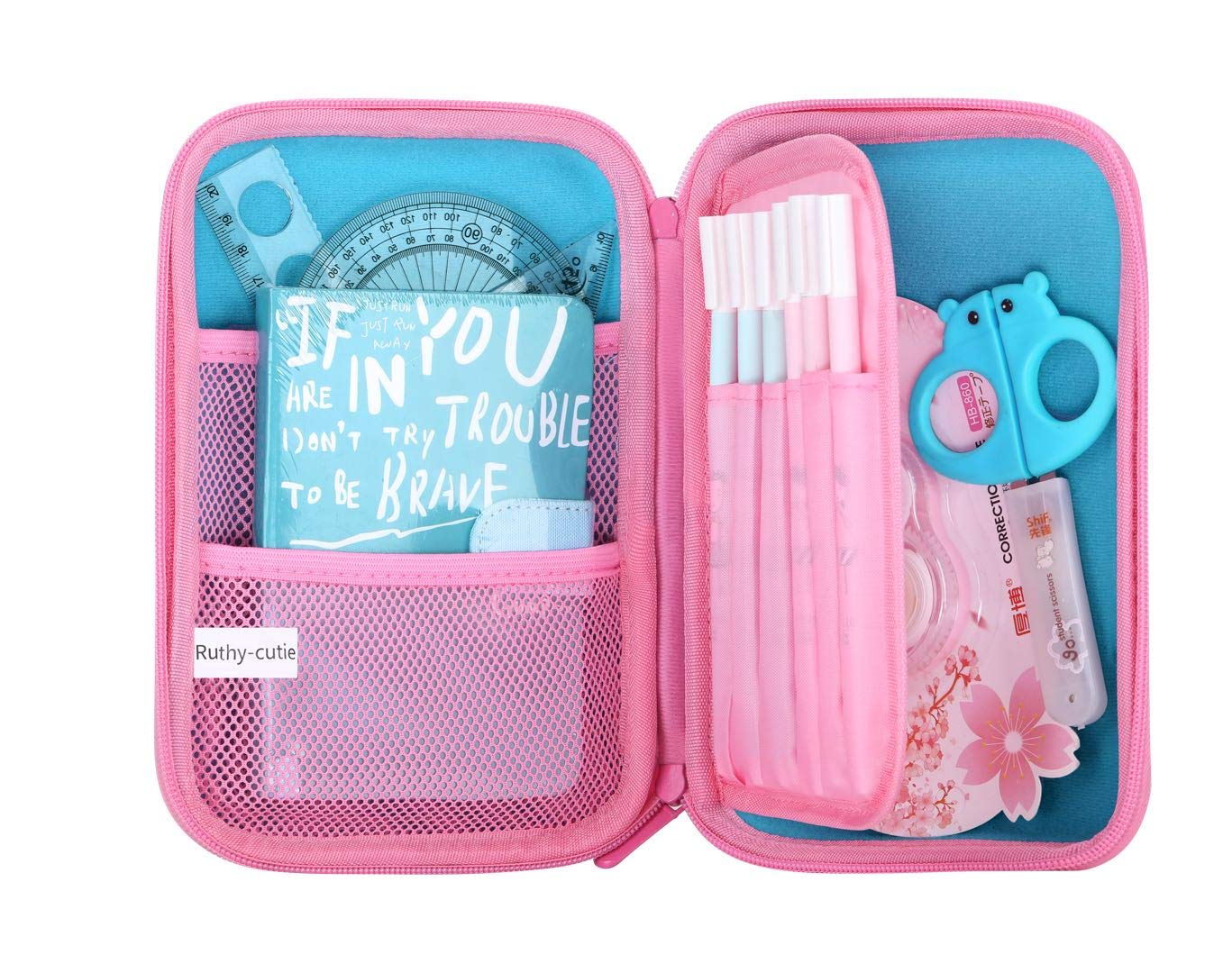 Pencil Case for Girls, Kids, Children Cute Pink and Blue Color Large