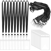 18 Pack Id Badge Lanyards with Waterproof Card Holders, Black