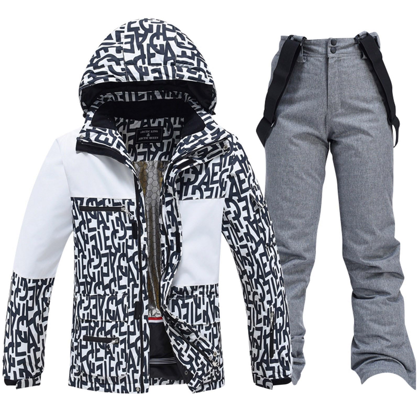 Generisch Skianzug Damen 2 Teilig Set: Skijacke Und Skihose Große Größen Schneeanzug Wasserdicht Skianzüge Zweiteiler Ski Anzug Warme Skioverall Winter Overall