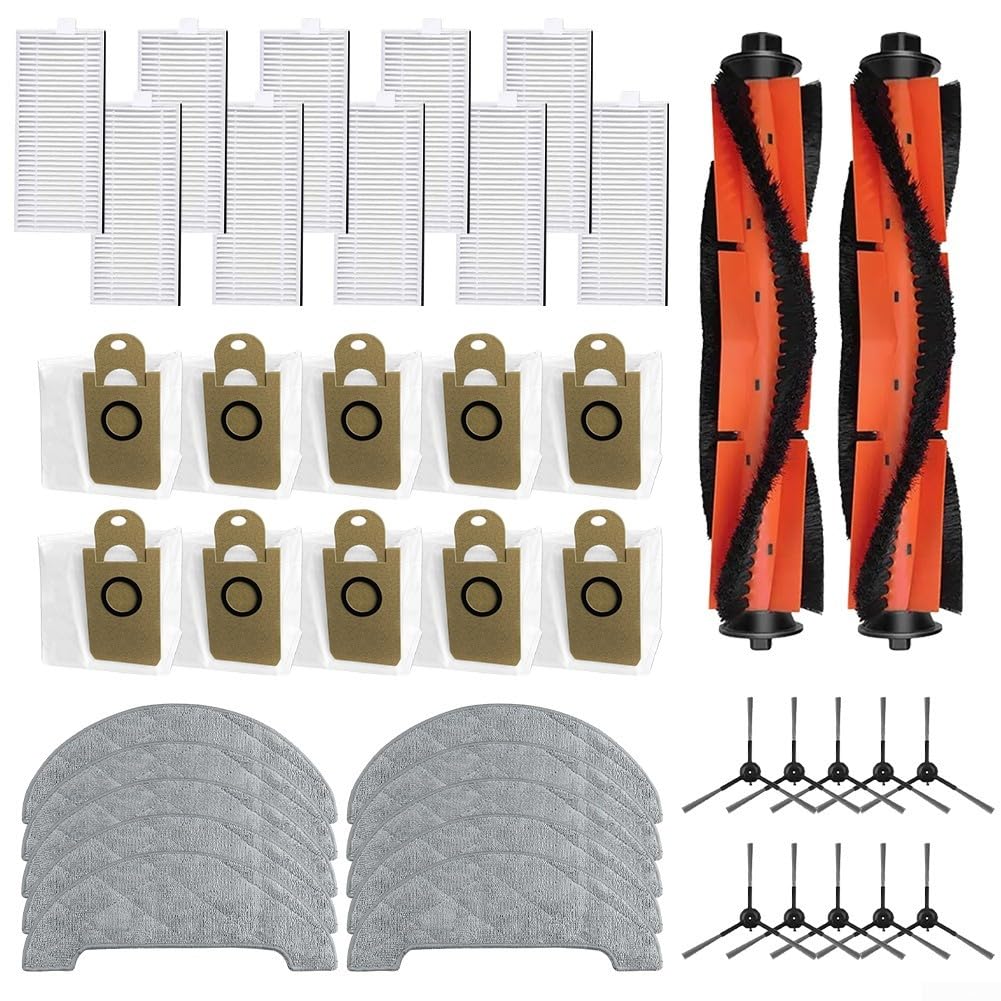 Kit de piezas de repuesto para aspiradora compatible con RV1 Pro y RV1 Pro Max, incluye filtro de cepillo lateral principal, bolsa de polvo y cepillo de rodillo para limpieza profunda
