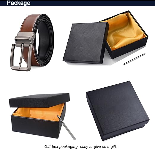 YIWEIYA Men's Reversible Genuine Leather Belt - Dual-Tone Design