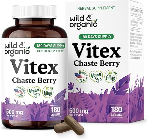 Miniatura 8 de Wild & Organic Vitex Chasteberry Suplemento para mujer – Suplementos para la menopausia para mujeres – Cápsulas de polvo de bayas Vitex – Chaste