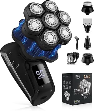Head Shavers for Bald Men, Electric Detachable Head Shaver for Male, Waterproof Wet Dry Body Bald Head Shaver, Rechargable Rotary Shavers/Razor for Husband Father Matte