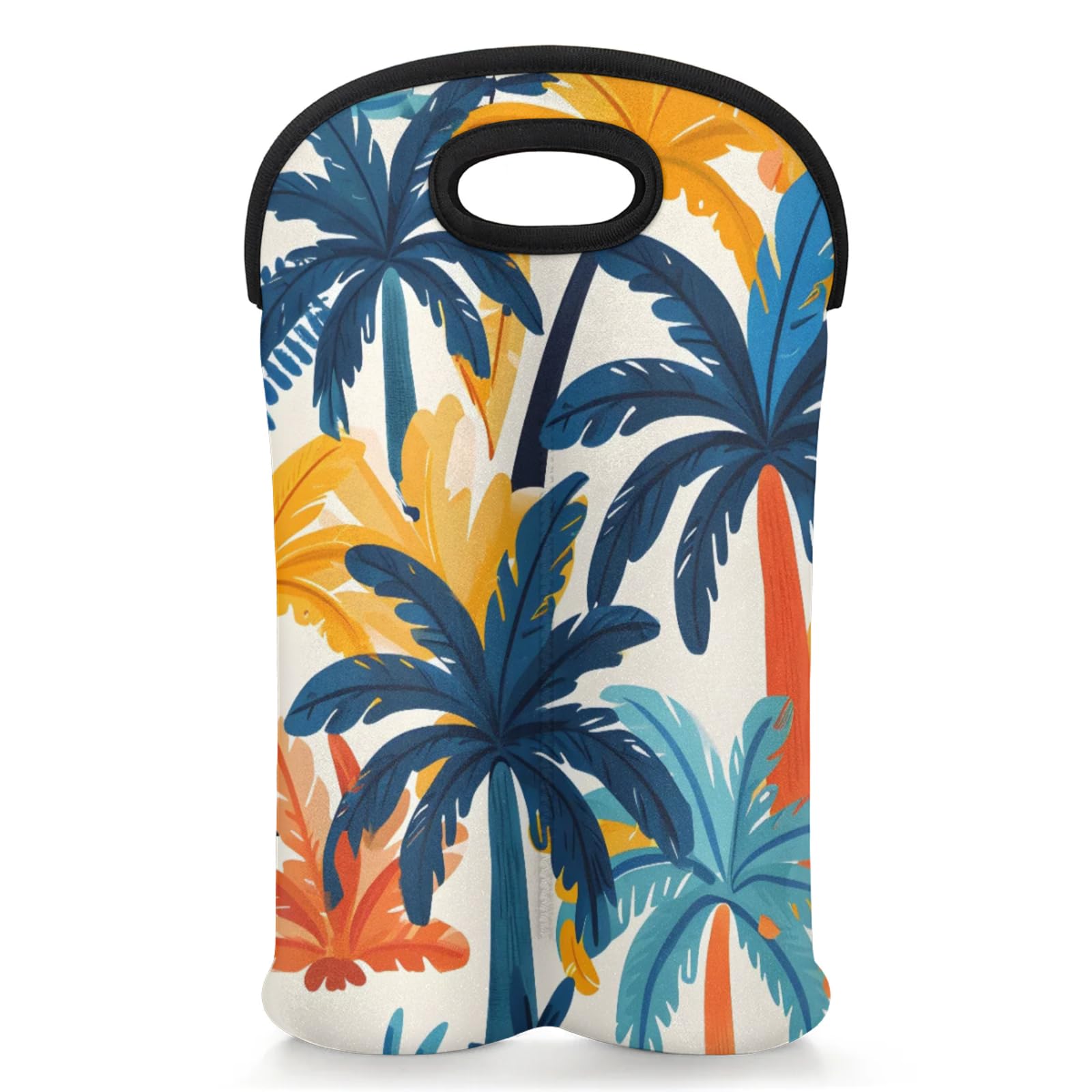 GzLeyigou 2 Bottles Coconut Tree Wine Bag Sleeve Totes Neoprene Protective Wine Carrier Bag for Wine,Water, Champagne, Beer, Baby Bottles,Gift 14.5 x 10 Inches