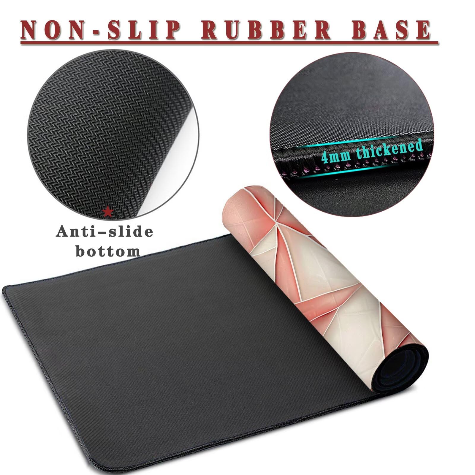 Tappetino per Mouse da Gaming, Tappetino Mouse Pad XXL Grande, Mousepad con Impermeabile e Antiscivolo, Lavabile Sottomano Copri Scrivania, Tappetini Tappeto Mouse Mat 900x500x4mm Triangles (2)
