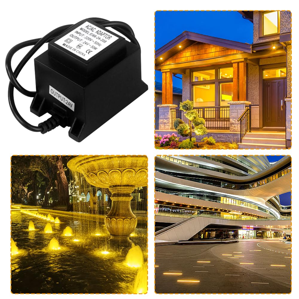 Trasformatore LED 24 V AC/AC,IP68 Impermeabile Trasformatore per Illuminazione LED e Pompe per Laghetto