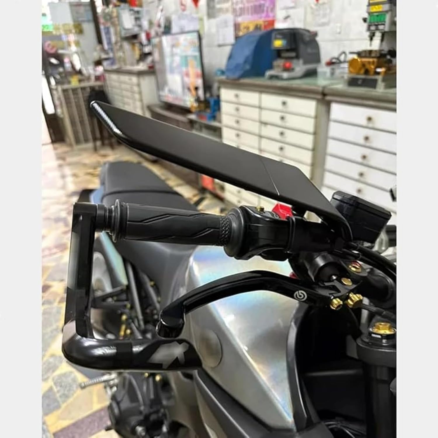 FOR Pulsar 200 NS 200 RS 200 A pulsar 200ns 200rs 200a 2018-2024 2025 Motorcycle rearview mirror, street car modification rotation stealth wind wing can be adjusted 360 ° side mirror (blue-lens)