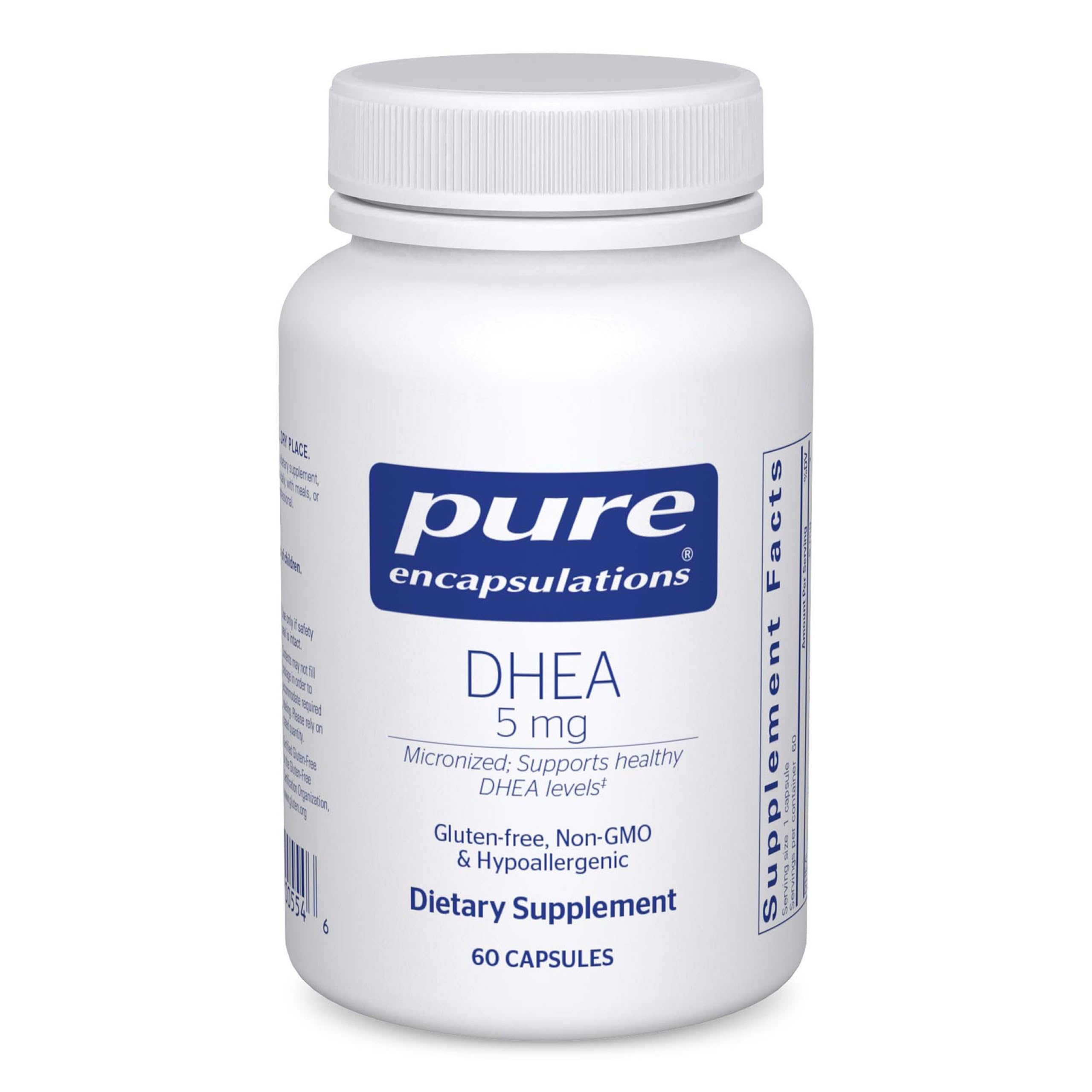 Pure Encapsulations DHEA 5 mg - Immune Support & Hormones Balance* - Micronized DHEA - Gluten Free & Vegan - 60 Capsules