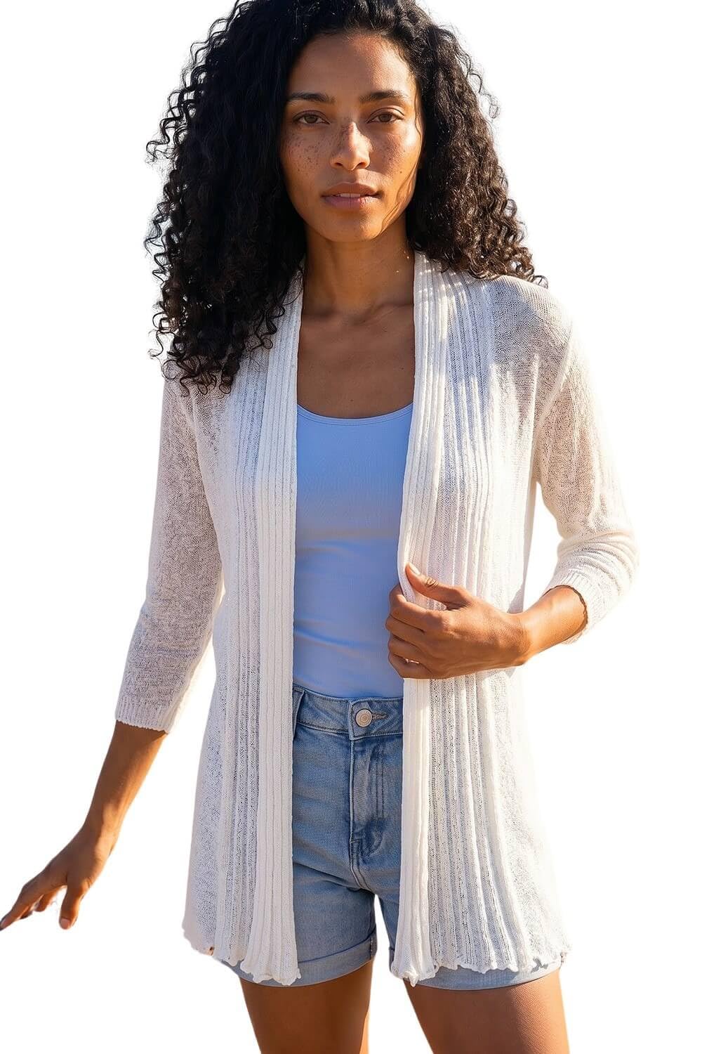 Roman Women's Ivory Longline Back Detail Cardigan In Size 12
