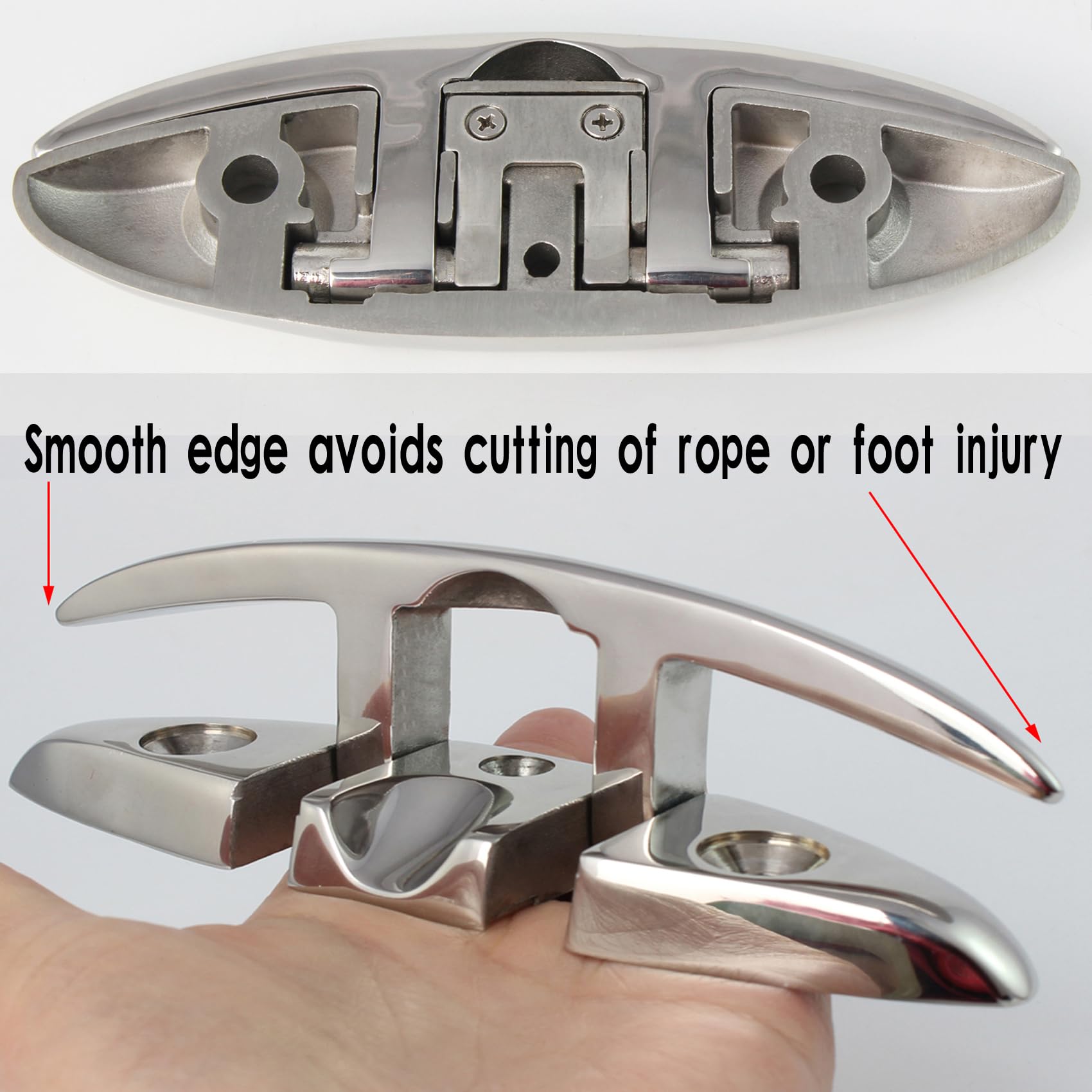 VEITHI 316 Stainless Steel Boat Folding Cleats 8.5 Inch