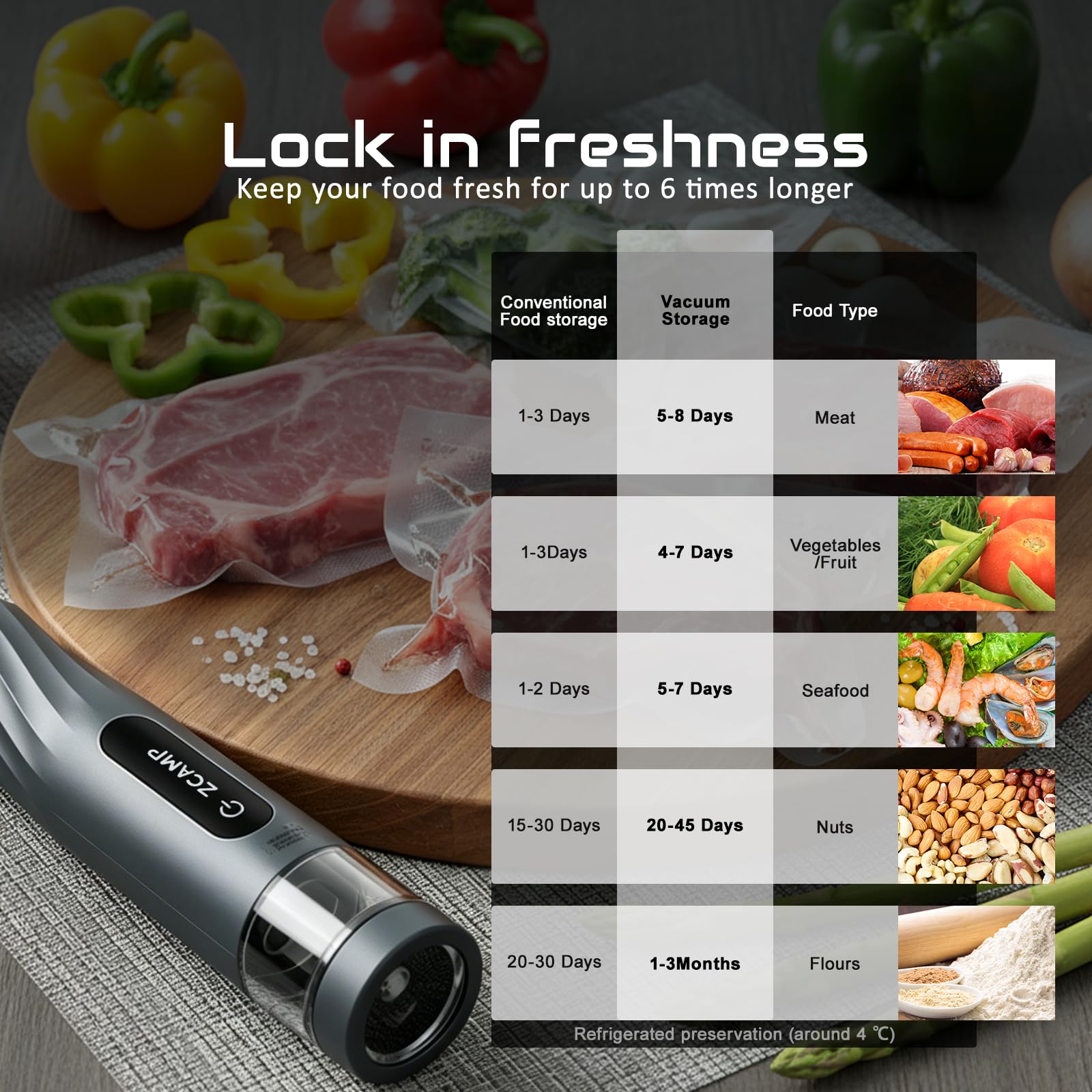 Machine à emballer sous vide portable sans fil avec 10 sacs réutilisables, rechargeable de type C pour viande, fromage, légumes, fruits, restes de fruits, arrêt automatique compact