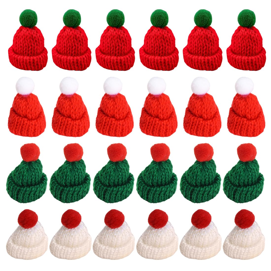 EBHO 24 Piezas Mini Gorros de Punto Gorro de Navidad para Decoración de Mesa, Dulces, Pequeños Regalos