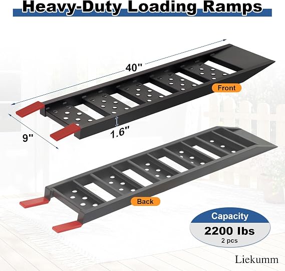 LIEKUMM 40 Heavy Duty Truck Ramps, 2200 lbs Loading Ramps for Pickup Trucks, Metal Truck Bed Ramps for ATV, Lawn Mower, Trailer Use