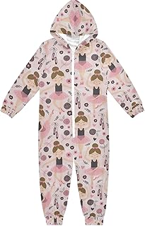 Conjunto de pijama con capucha para niñas de 4 a 14 años, ropa de descanso con cremallera, ropa de dormir todo en uno, diseño de bailarina, color rosa