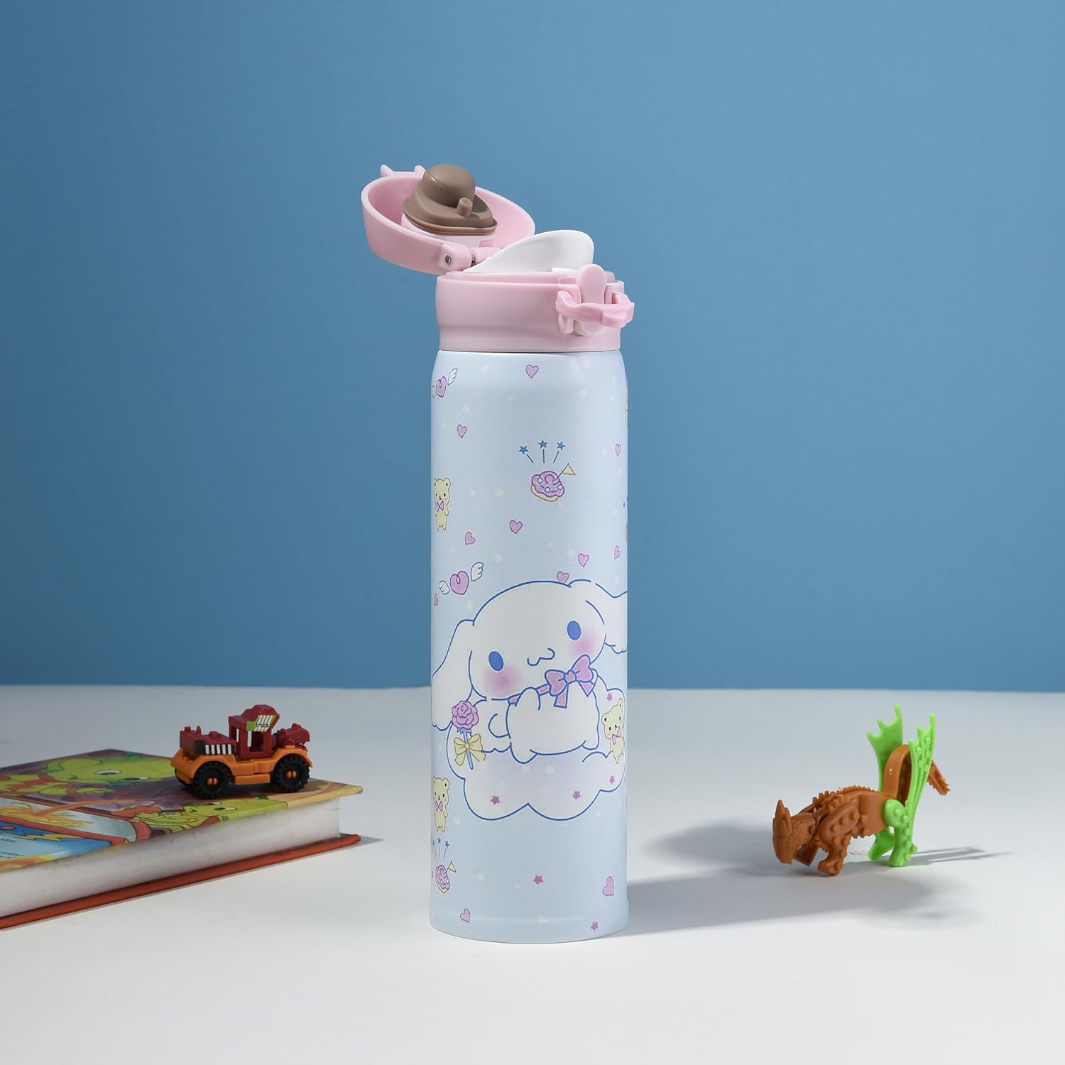 Anime Water Bottle Cute Water Bottle Stainless Steel Vacuum Insulated Coffee Mug Coffee Travel Mug for Hot Drinks (BLUE 02)