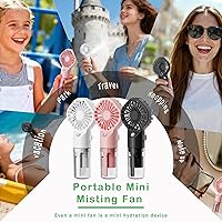 Vista 3 de 3 Pack Misting Fan Portable - Handheld Mini Rechargeable with 4 Speeds & Water Mist - Ideal for Travel, Camping, Outdoor, Home, Office
