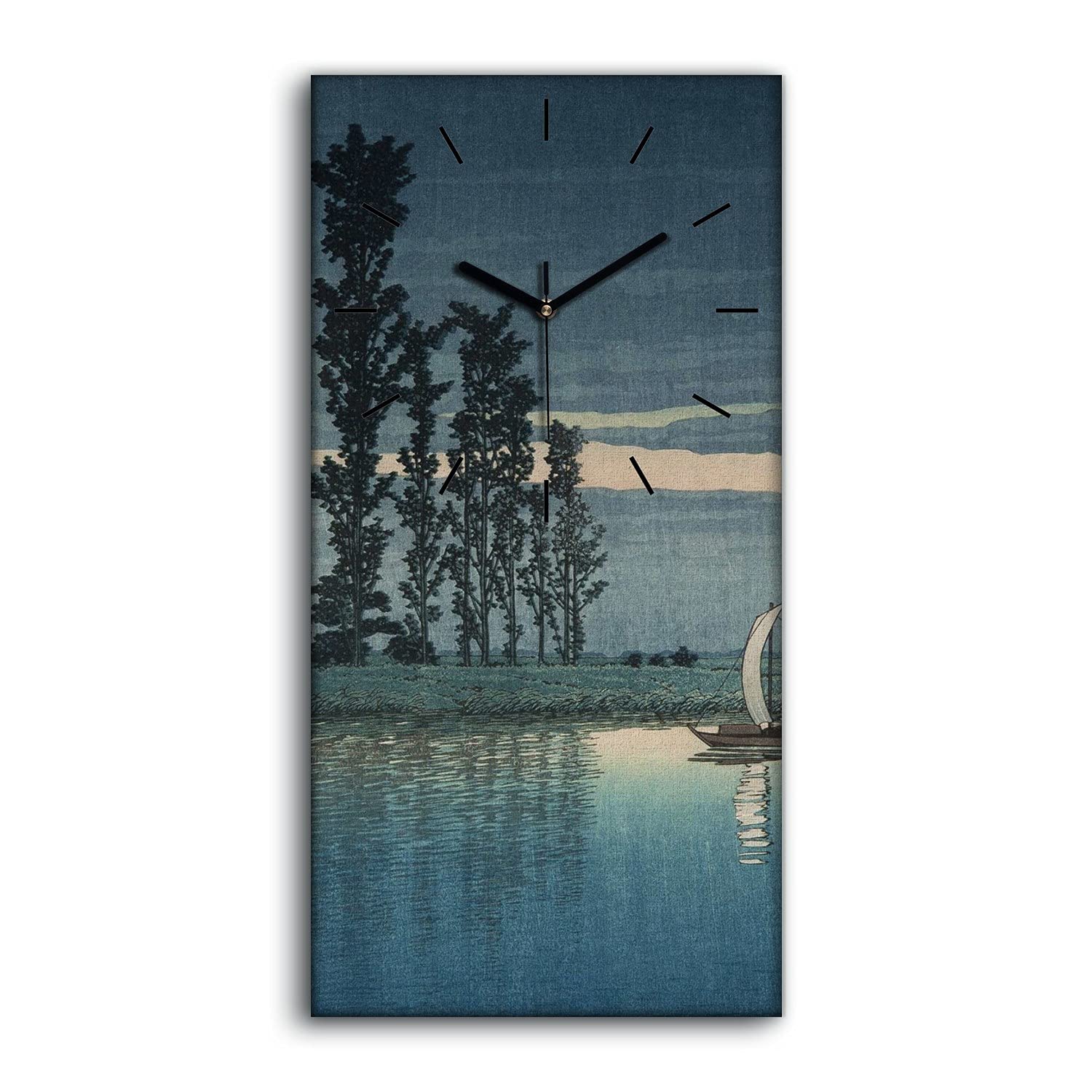 Horloge sur toile 30x60cm voyage au Japon avec aiguilles noires