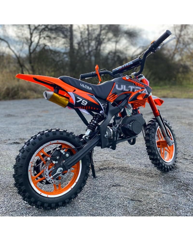 T-MOTO Mini Cross 50cc Benzina KXD 701, Minimoto a Benzina Mini Moto Cross 2 Tempi Ruota 10/10 Uso Off Road, Motocross 50cc, Moto Cross Bambino/Ragazzo (Arancio)