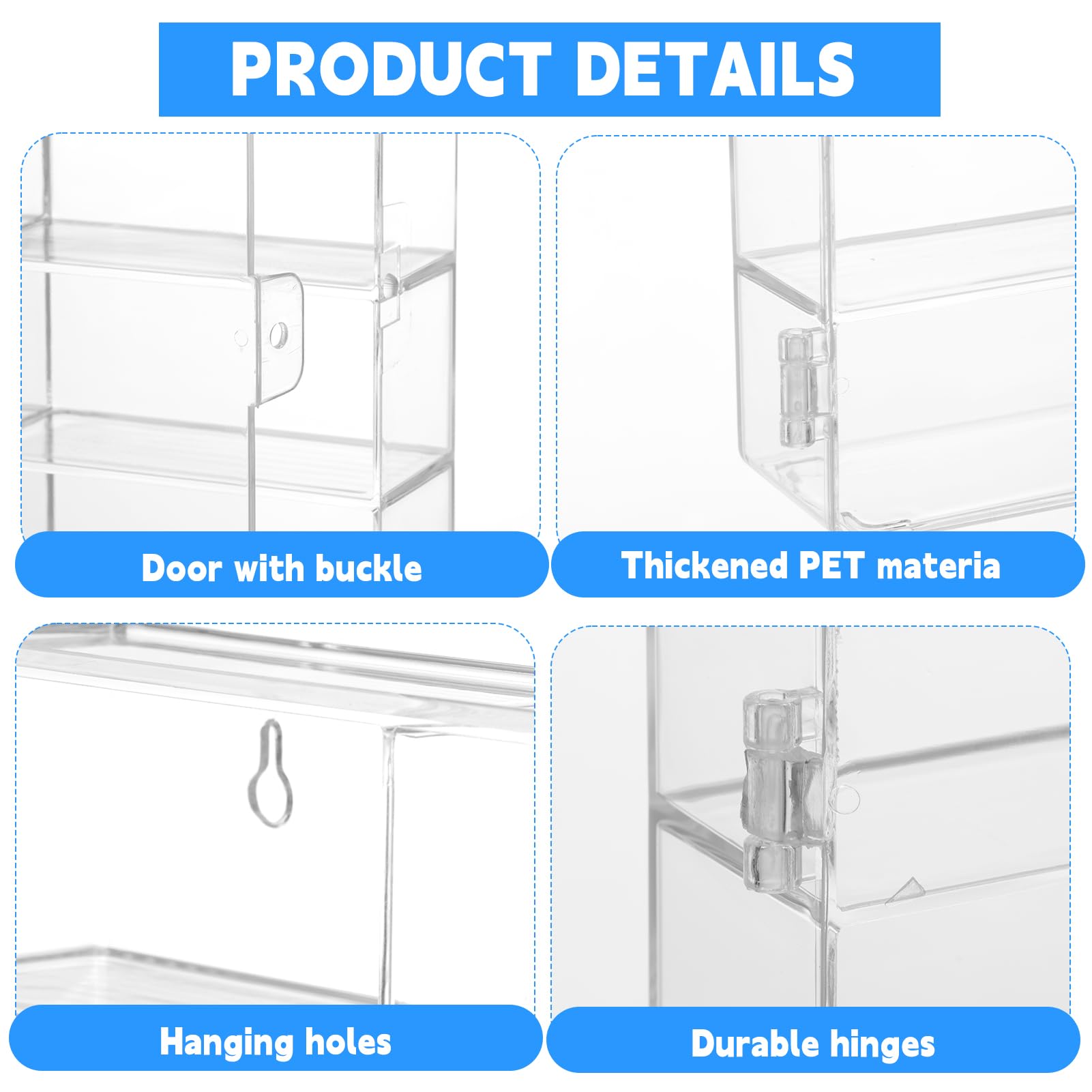 6 pcs Display Case for 1/64 Scale Toy Cars Hot Wheels Matchbox