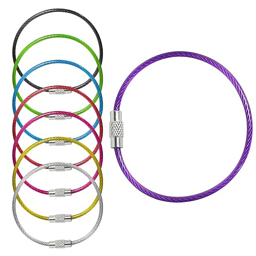 BokWin 20 llaveros de alambre de acero inoxidable multicolor, anillo de alambre de metal de 0.059in a 5.9 pulgadas para etiquetas de equipaje,