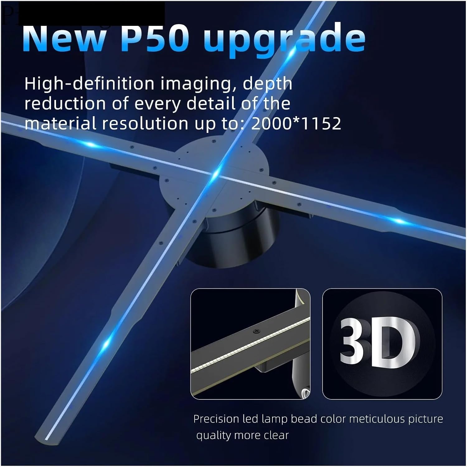 3DHologramFan, 50cm 3D Fan Hologram Projector Commercial Advertising Display Remote Control Holographic for Shop/Bar