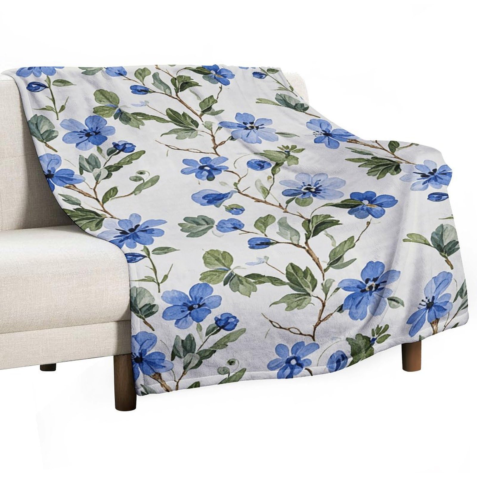 Couverture en flanelle 168x228 cm motif floral pour canapé et camping