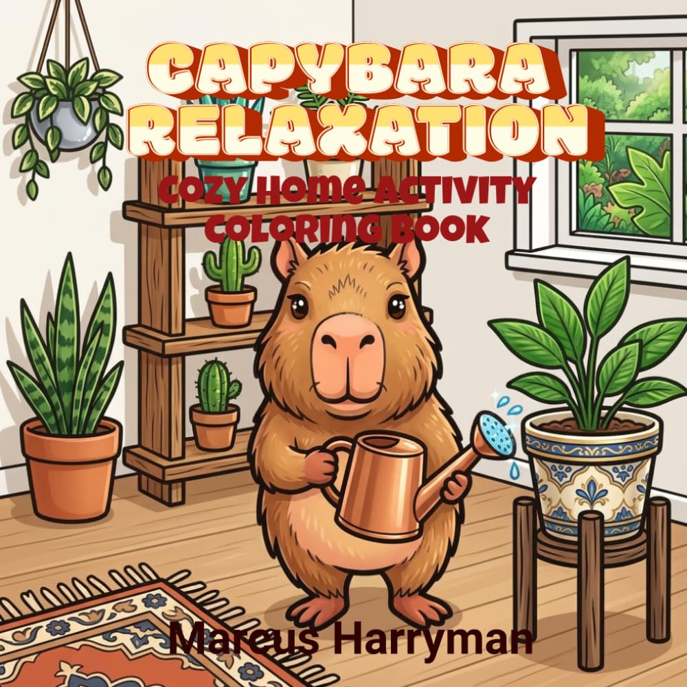 Capybara Relaxation Cozy Home Activity Colouring Book