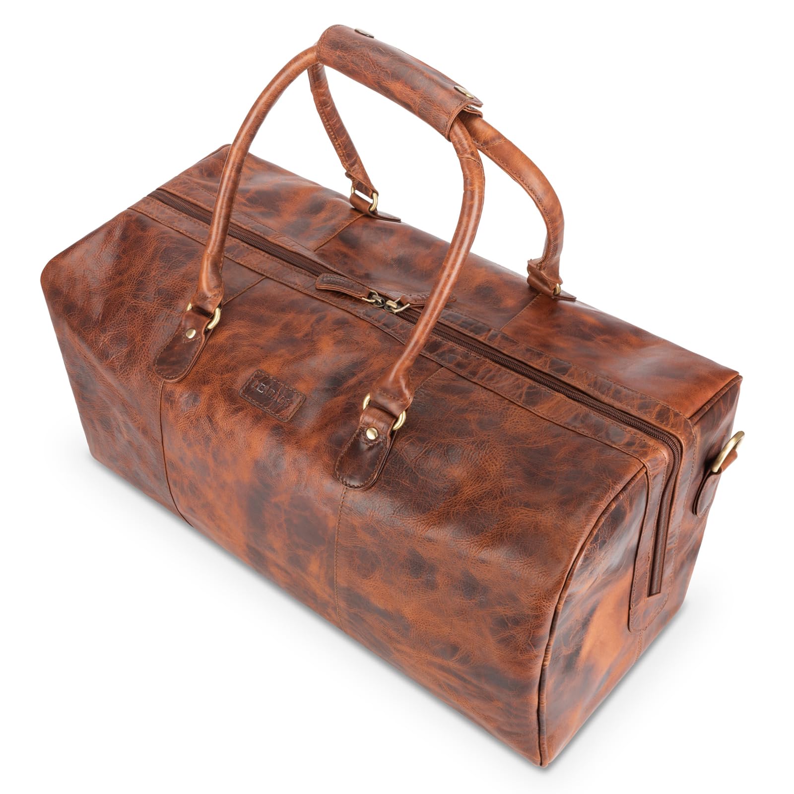 LEABAGS Bolsa de fin de semana mujeres y hombres | Bolsa de viaje de cuero genuino de primera calidad | Bolsa deportiva de 40 l | Bolsa de gimnasio | Bolsa de deporte | Grande