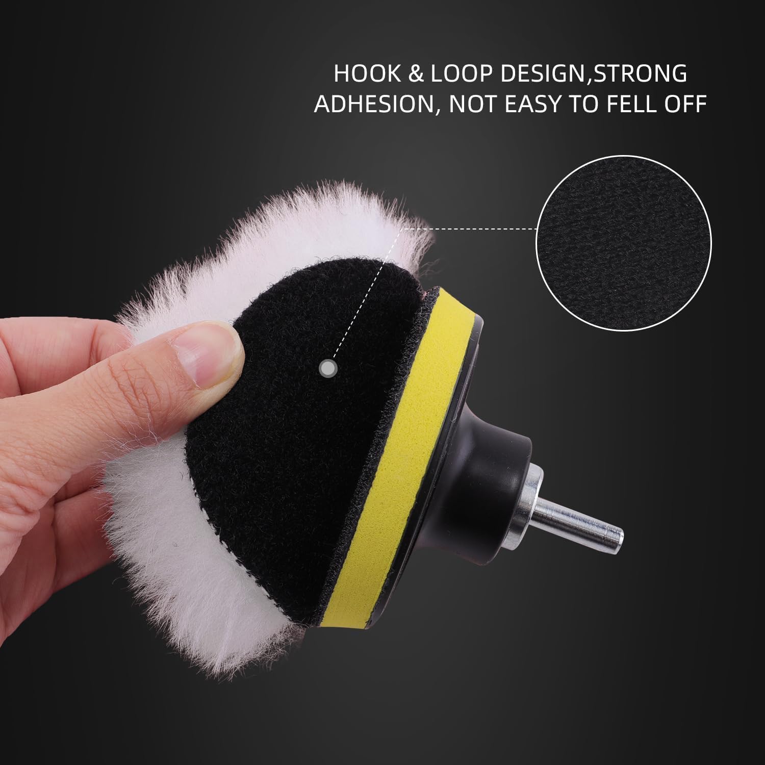 Wool Buffing Polishing Pad, SPTA 3 Inch (75mm) Lambwool Wool Buffing polishing Pads With Pad Clean Tool, 6 Pcs Kit with Hook & Loop 5/8"-11 Thread Drill Adapter for Car Polishing and Buffing QA0798SET - Image 8