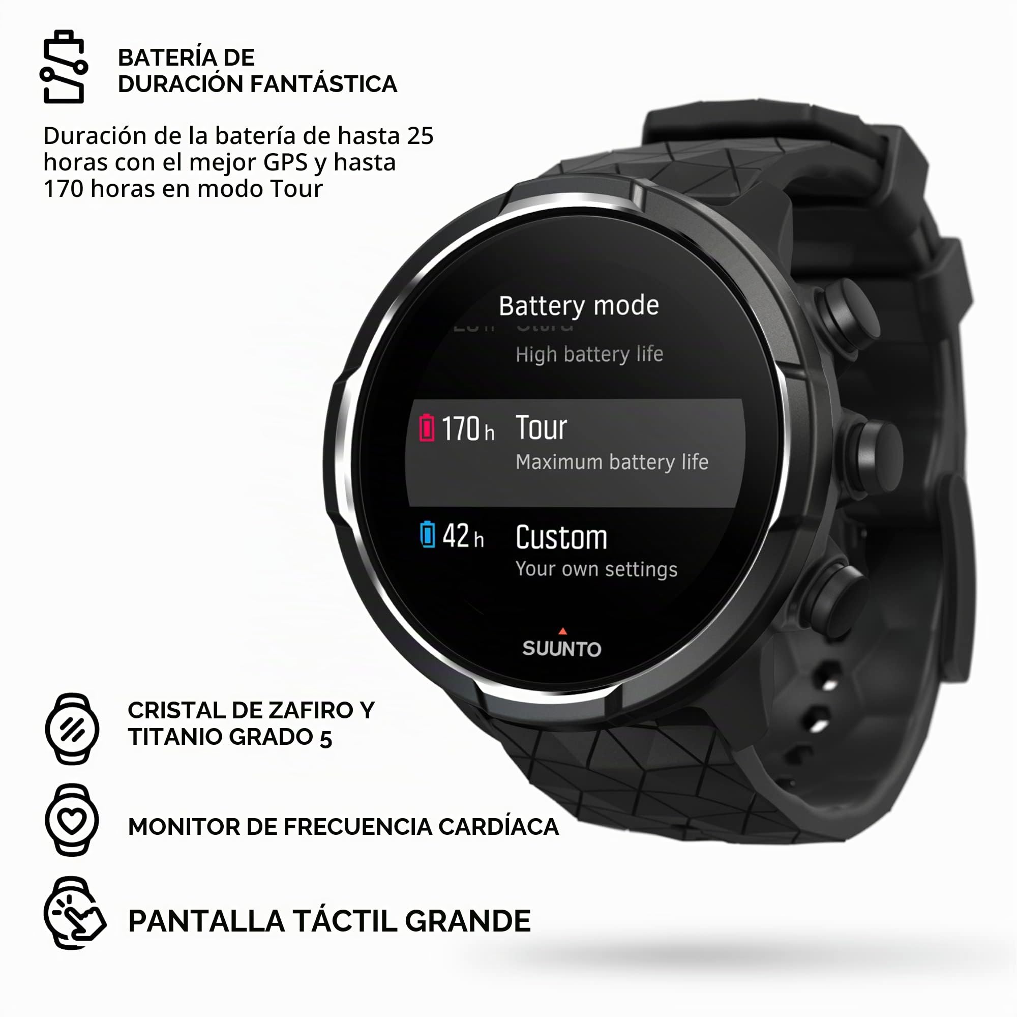 Suunto 9 Baro Reloj deportivo GPS con batería de larga duración y medición del ritmo cardiaco en la muñeca