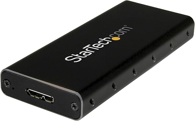 StarTech.com M.2 SSD Enclosure for M.2 SATA SSDs - USB 3.1 (10Gbps) with USB-C Cable - External Enclosure for USB-C Host - Aluminum (SM21BMU31C3)