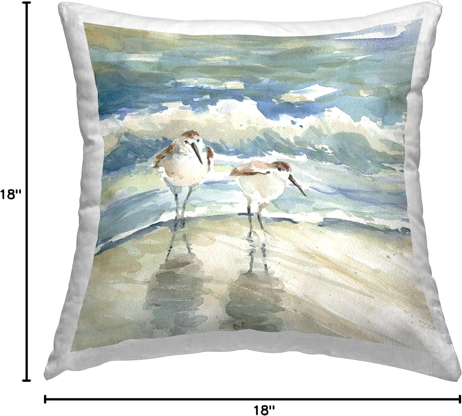 Stupell Industries Sandpipers with Shore Waves Design by Livi and Finn Throw Pillow