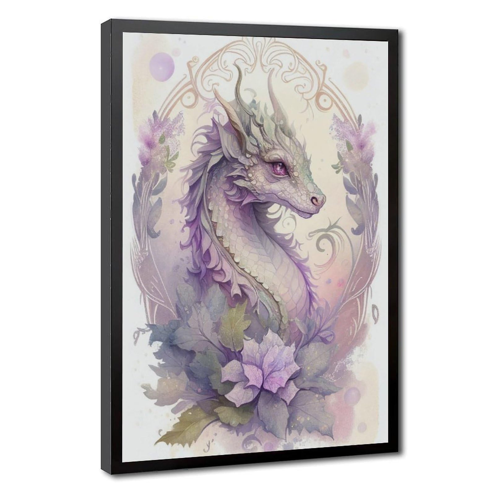 Bareronor Watercolor Dragon Poster (2) Canvas Poster Bedroom Decor Landscape Office Room Decor Gift 24" L X 36" W