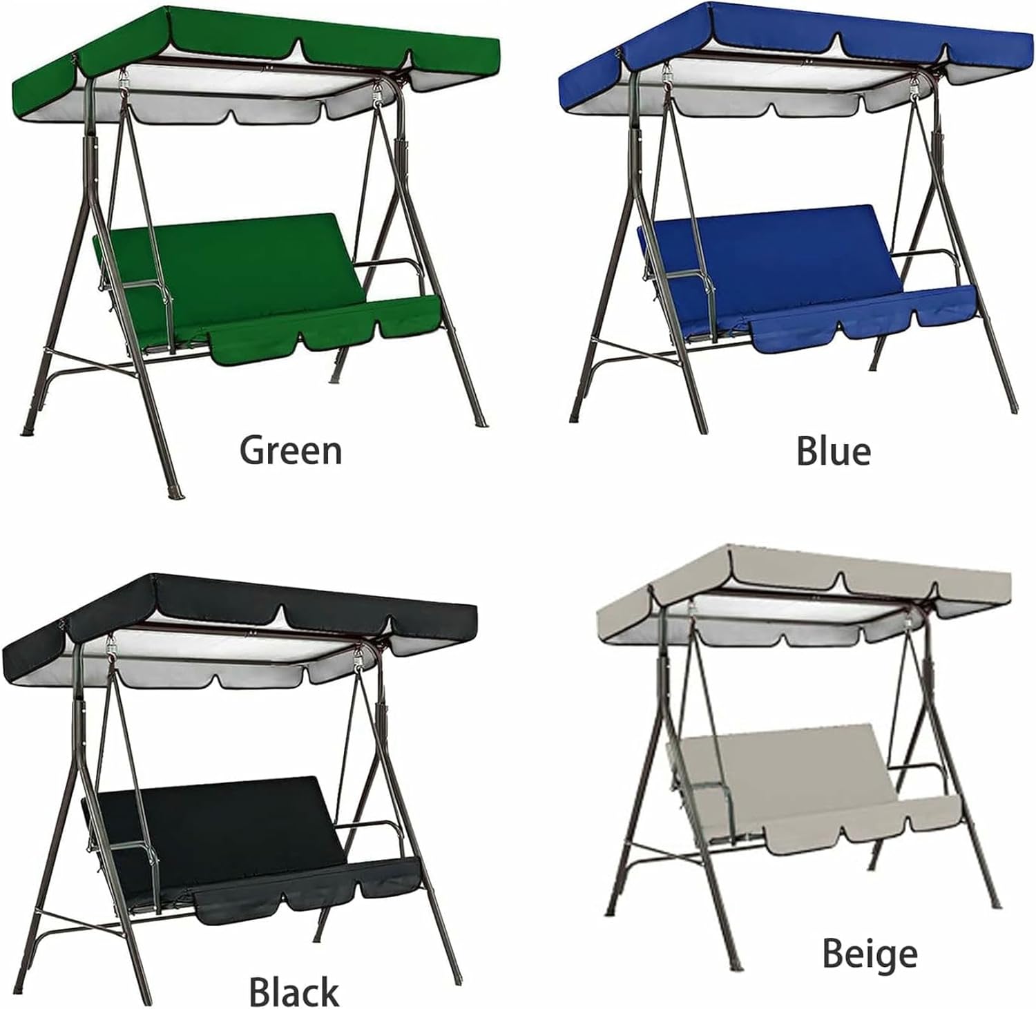 Outdoor Swing Canopy Replacement Cover Top and Seat Cover, 65 x 45in 3 Seater Waterproof Hammock Swing Cover Sun Shade for Patio Garden Courtyard Beach Porch Hammock