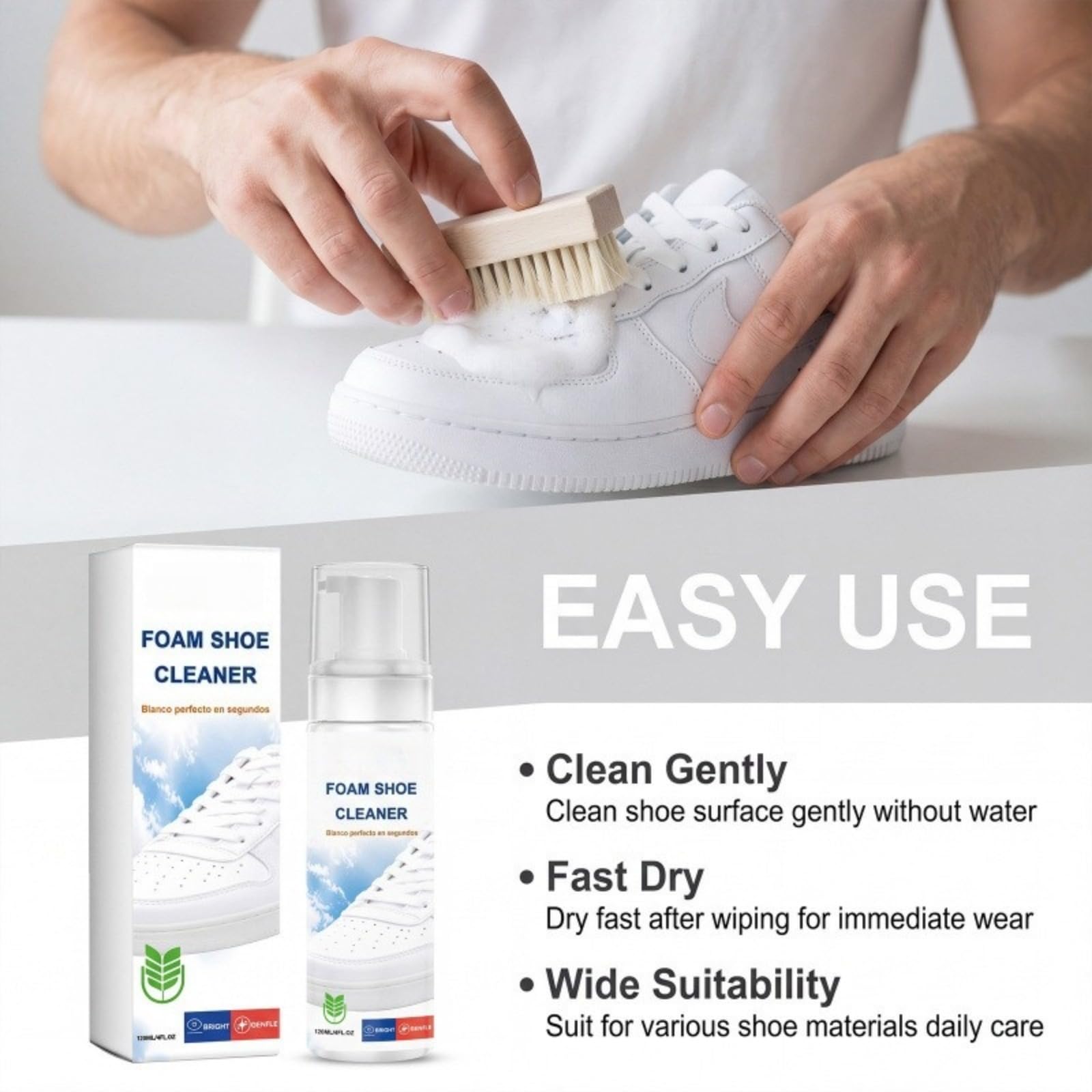 Générique Piankowy środek do czyszczenia butów 120 ml - biały spray piankowy do trampek, usuwa plamy i przywraca miękki kolor, bez spłukiwania