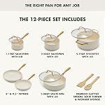 GreenPan Swift 12-Piece Ceramic Nonstick Cookware Set, PFAS-Free, Hard Anodized for Durable Performance, Bamboo Utensils, Oven/Broiler Safe to 600°F, Dishwasher Safe, Cream