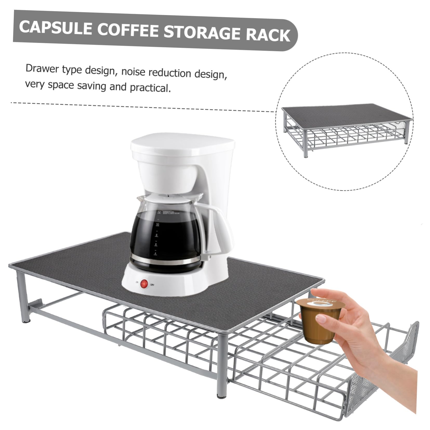IMIKEYA Kaffeekapselhalter Schubladen Design aus Eisen mit Großer Kapazität für 60 Kapseln Tragbarer und Eleganter Organizer für Zuhause Büro oder Café