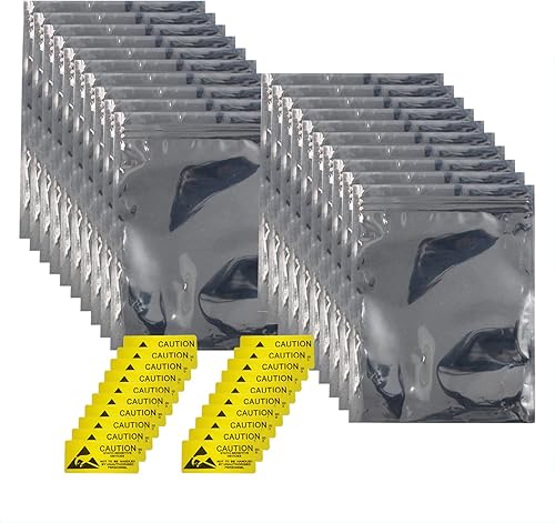 Bolsas antiestáticas ESD con etiquetas antiestáticas para disco duro, SSD, tarjeta de video RAM, dispositivos electrónicos (20 piezas ziplock de 12