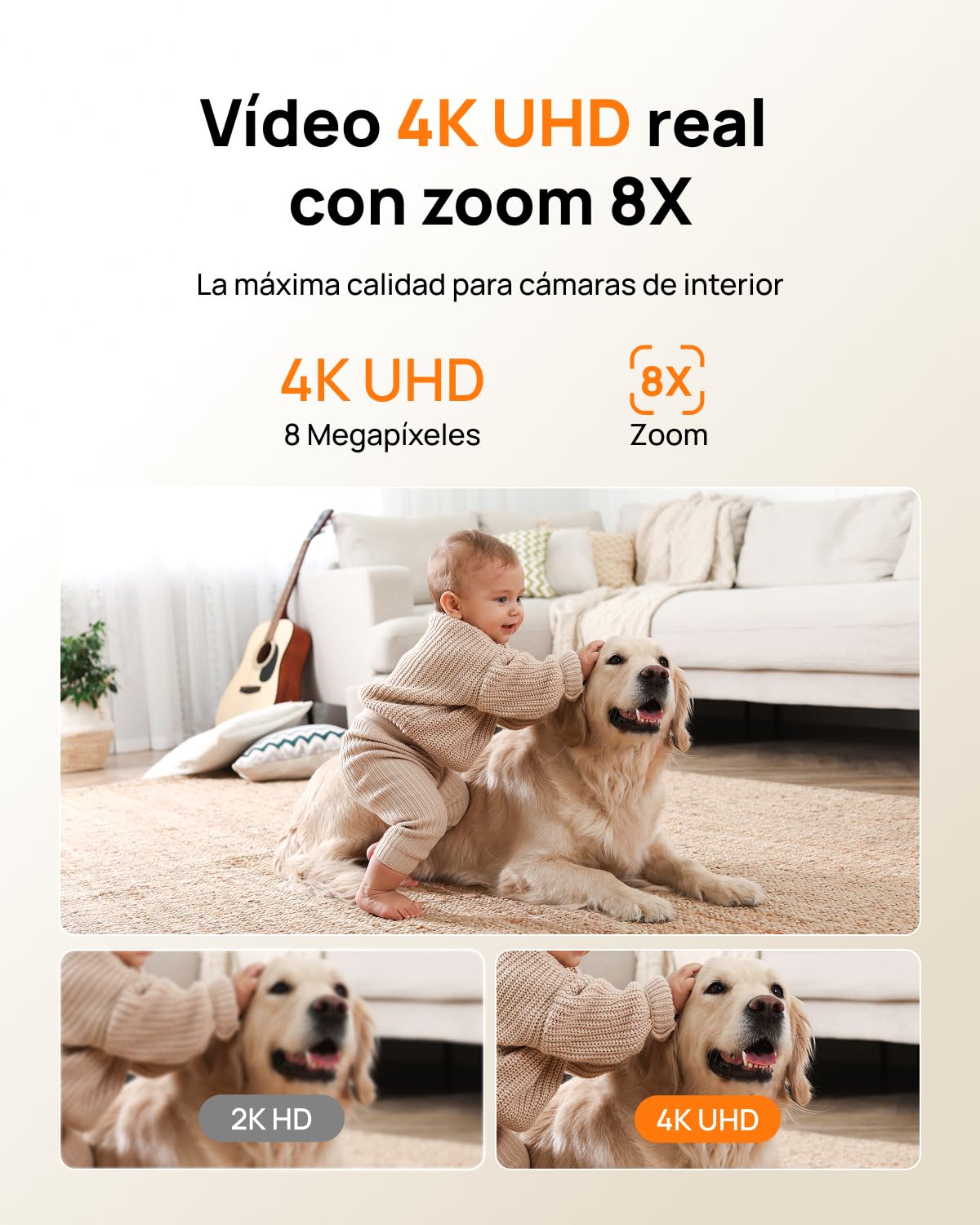 Anona Pano 4K Cámara Vigilancia WiFi Interior 360°, 8MP Detección de Perros
