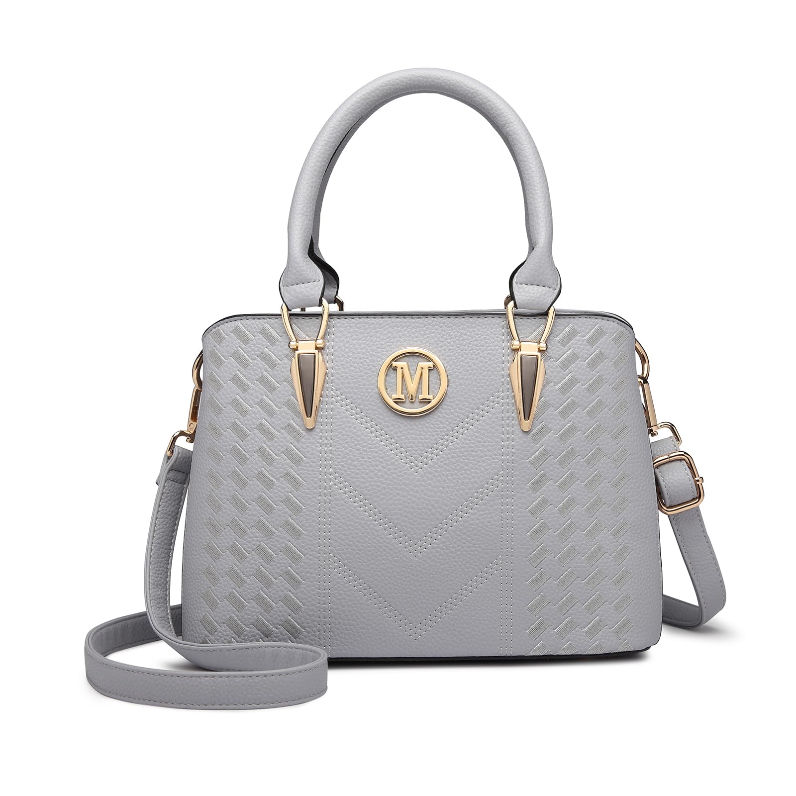Miss Lulu Handbags for Women, Womens Top Handle Bag PU Leather Shoulder Bag Grey