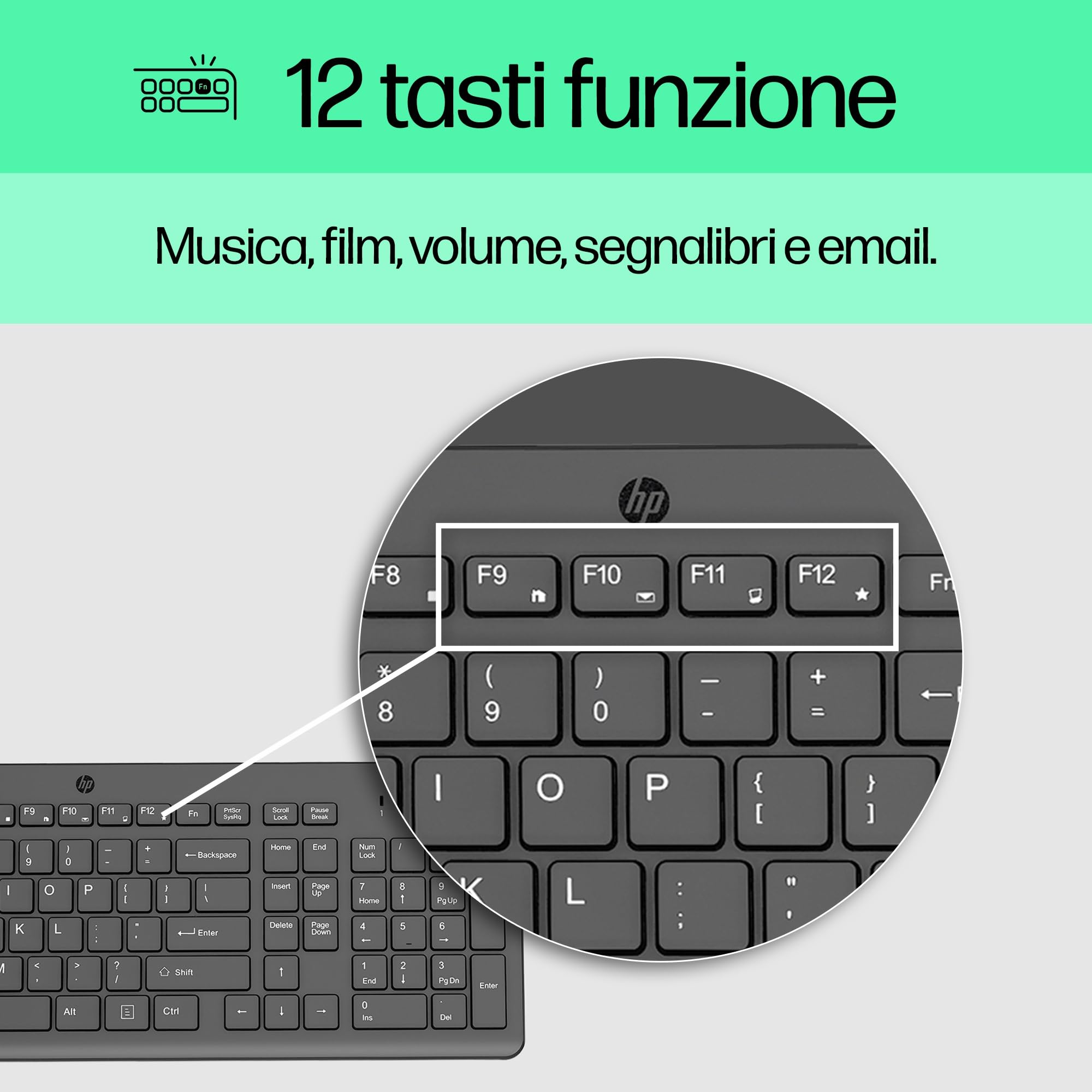 HP 150 Tastiera Cablata, Connessione con Cavo USB-A con la Lunghezza di 1 m, 12 Tasti Programmabili, Tastiera Qwerty, Layout Italiano, Compatibile con Windows 10 e 11, Nera