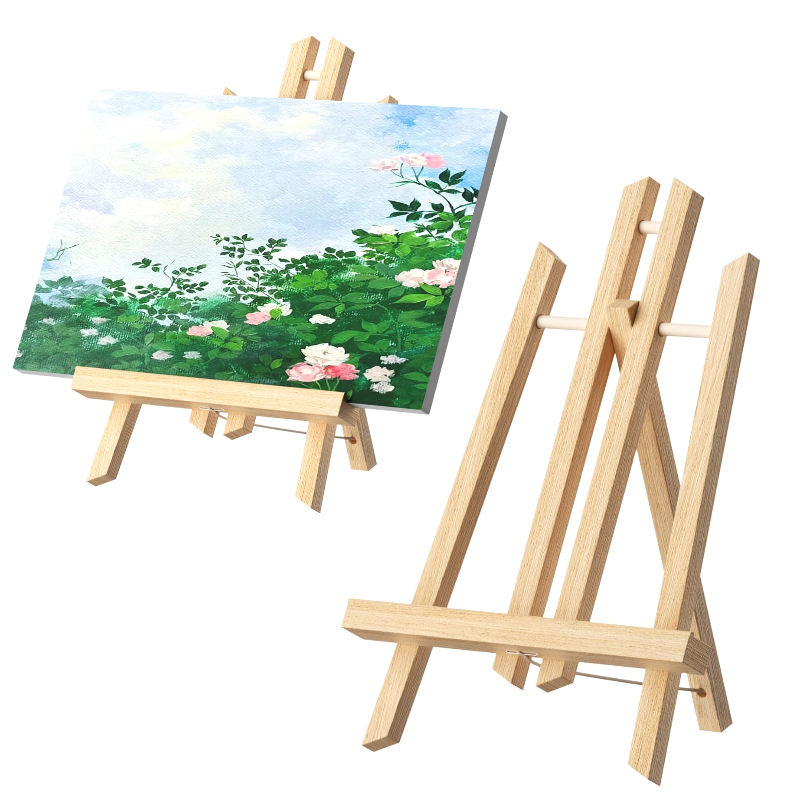 2 Pcs Wood Tabletop Easel 30 x 19 cm Canvas Stand Foldable Adjustable