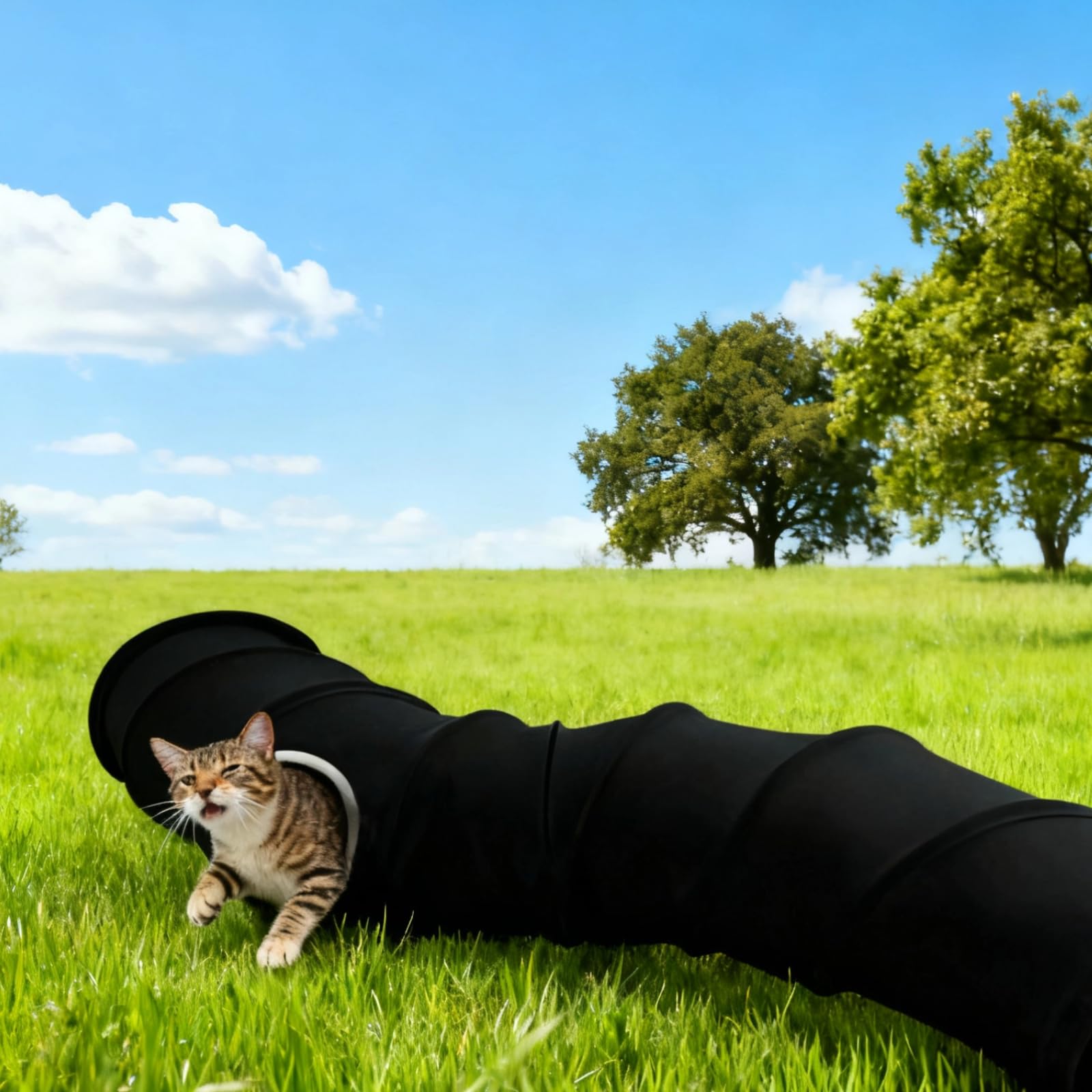 Tunnel per gatti a forma di S, 47.2 in / 120 cm, nero, pieghevole, in pelle scamosciata, per interni, con palla sospesa, tunnel interattivo per gattini, piccoli animali domestici