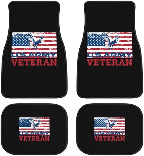 Alfombrilla de 4 piezas con estampado de veteranos del ejército de EE. UU., almohadillas protectoras para alfombras delanterastraseras, accesorios
