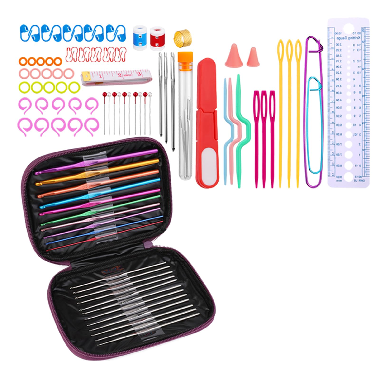 Tsophreniq Ergonomic Crochet Hook Sewing Needle Knitting Accessories Set with Crochet Bag for Beginner Hobbyist Knitting Project Needle