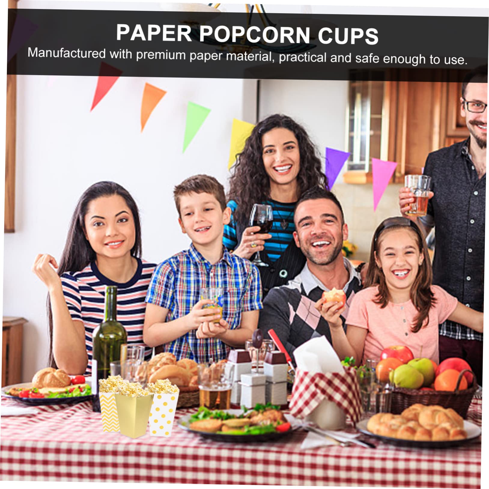 FUNOMOCYA 36Pcs Chic Foil Popcorn Boxes Elegant Party Popcorn Containers for Weddings Birthdays and Events Stylish Snack Boxes for Celebrations