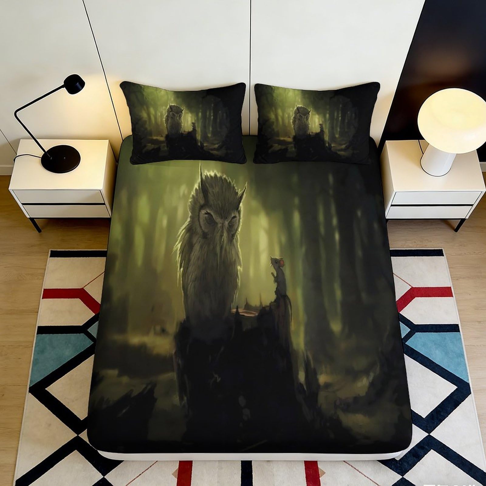 3D Printed Artistic Elephant Fitted Sheet Microfiber Deep Pocket Bedroom Bedding Colorful Elephant Mattress Fitted Cover Non-Slip Washable 120x200x25cm