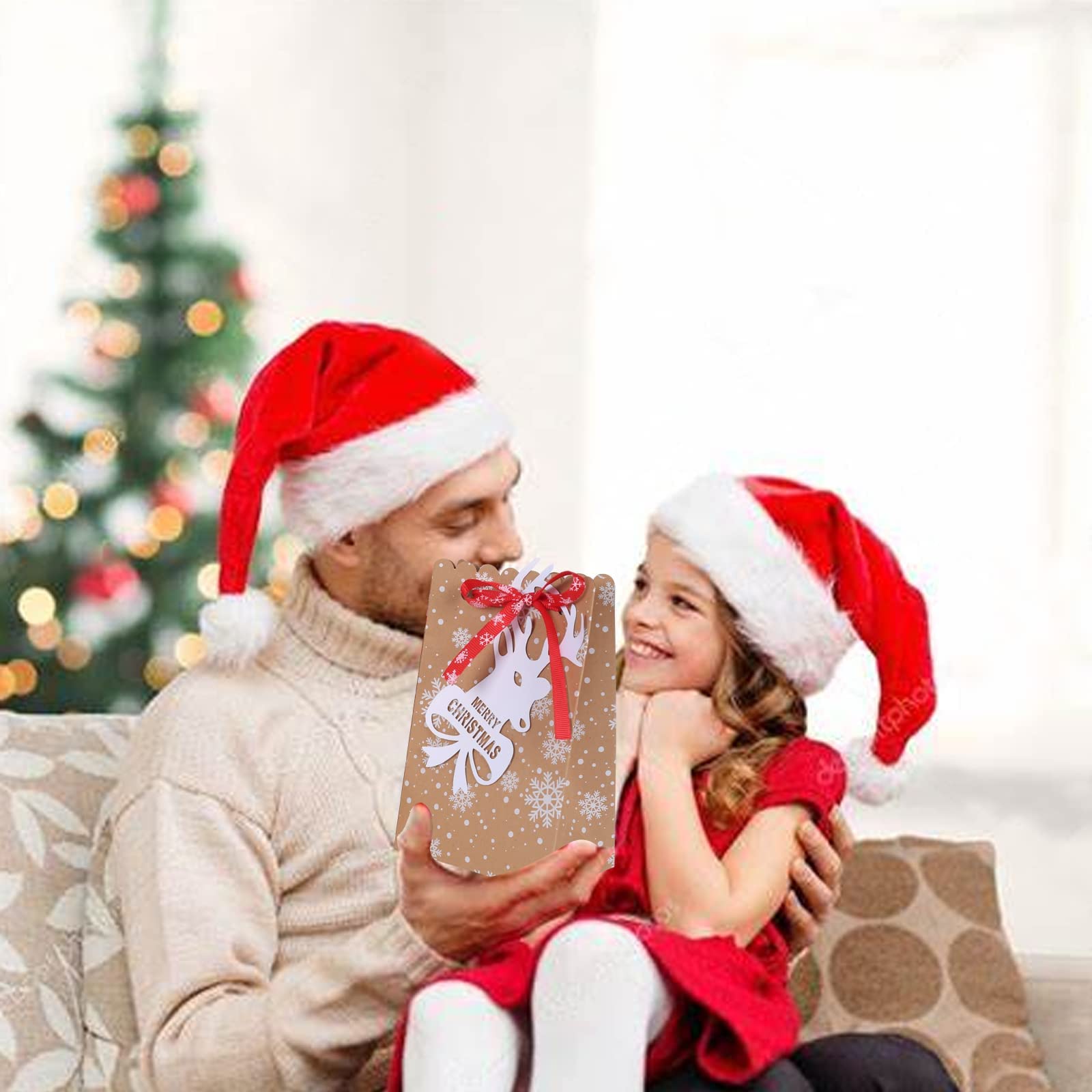 24 Pièces Sacs Cadeaux De Noël, Pochettes Cadeaux Noël, Sachet